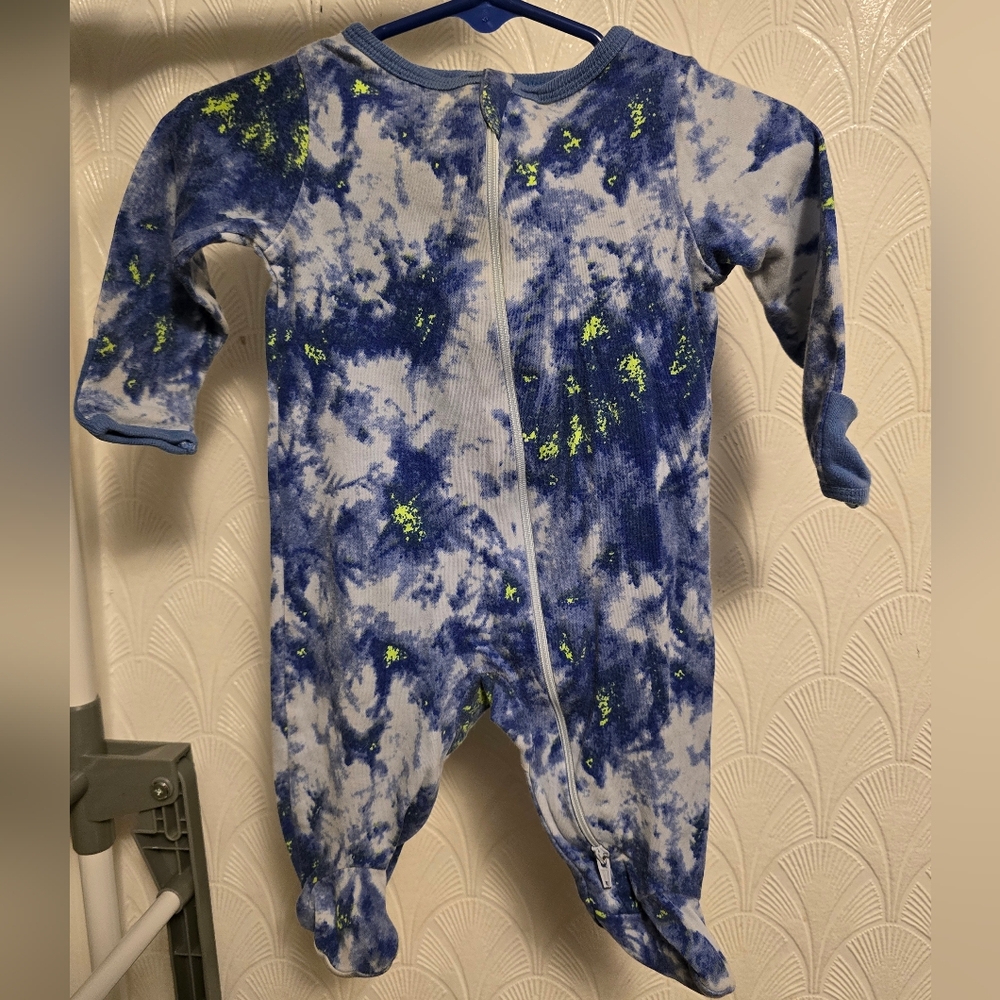 Blue and Green Baby Footed Pajamas